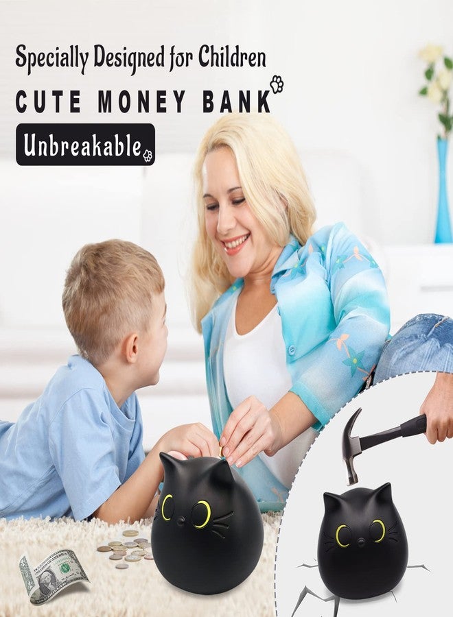 JIZWPOOM Piggy Bank, Black Cat Money Saving Box Gifts for Kids, Black Cat Bank Coin Box Cat Coin Bank Piggy Bank Toy for Adults Boys Girls Birthday 7 X 6 inches - Image 3